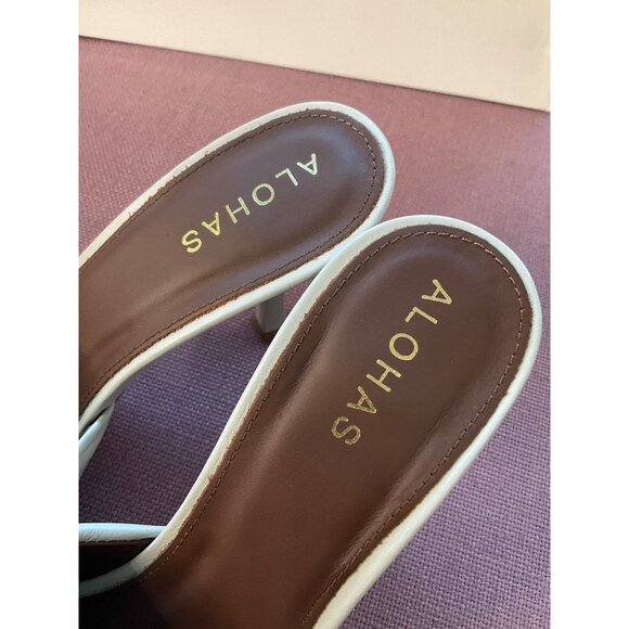 Alohas Puffy Mules in Grey/White Leather 38 Womens High Heels - Picture 10 of 15